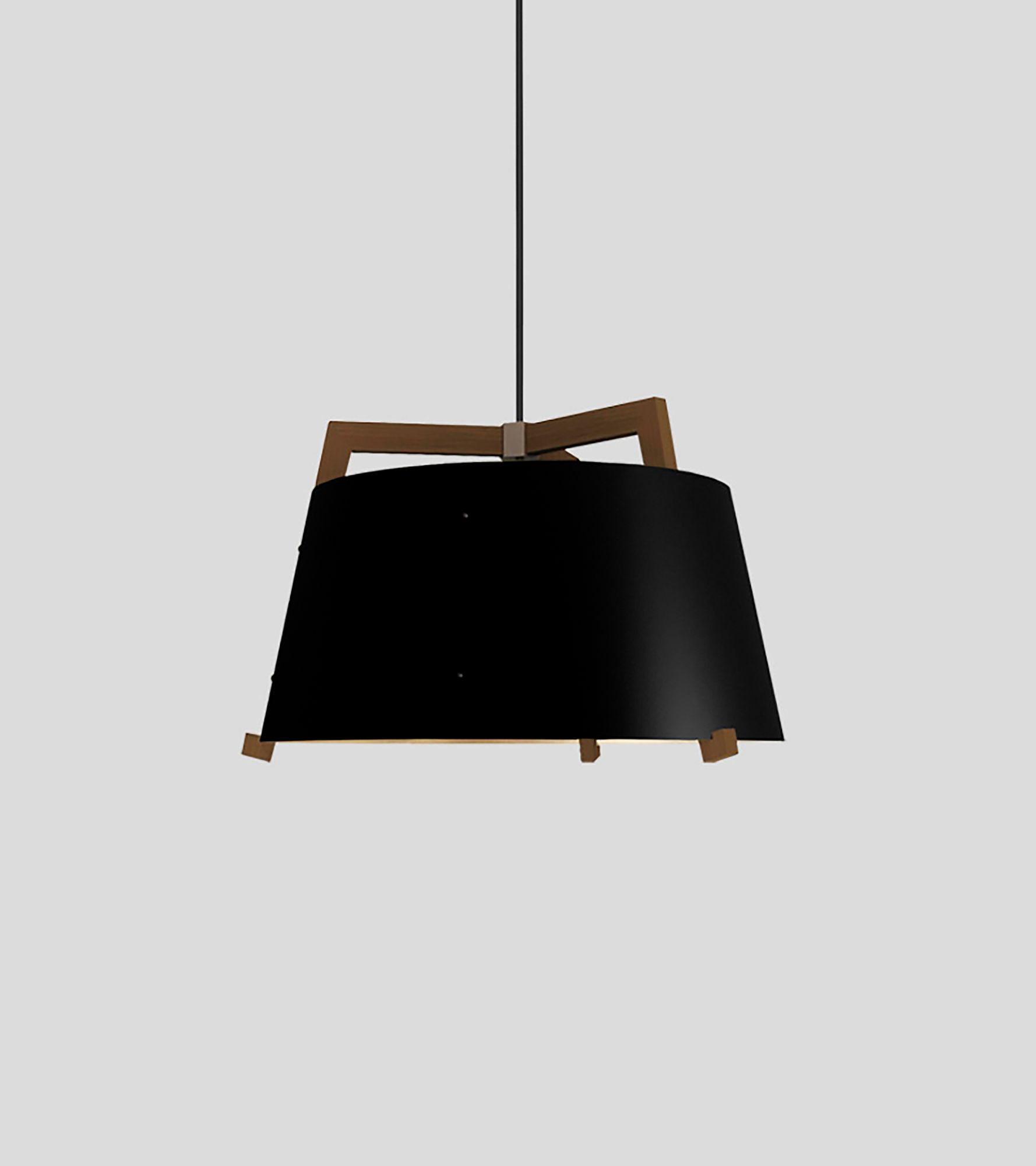 Image 2 Ignis 24" Walnut Corded 3500K LED Pendant w/ Matte Black & White Shade more views