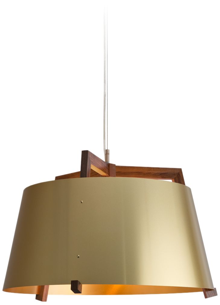 Ignis 24" Walnut Rigid 3500K LED Pendant w/ Brushed Brass Shade