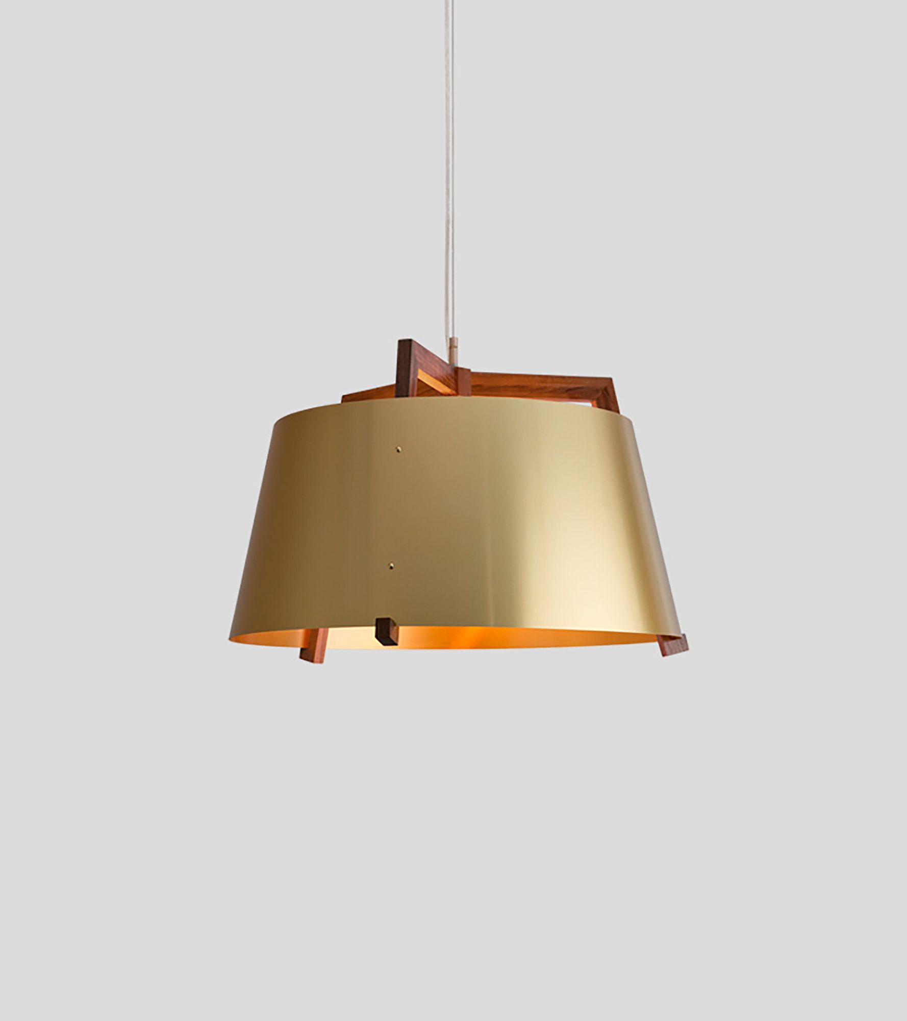 Image 2 Ignis 24" Walnut Rigid 3500K LED Pendant w/ Brushed Brass Shade more views
