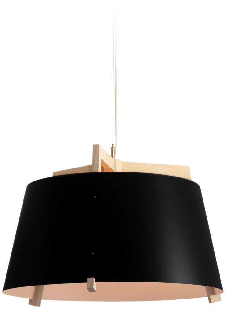 Ignis 24" White Oak Corded 3500K LED Pendant w/ Matte Black & White Shade