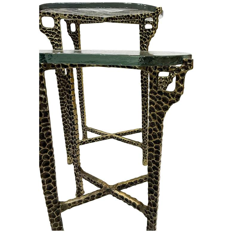 Image 4 Ignis 26" Hammered Frame with Recycled Glass Nesting Table Set - Brass more views