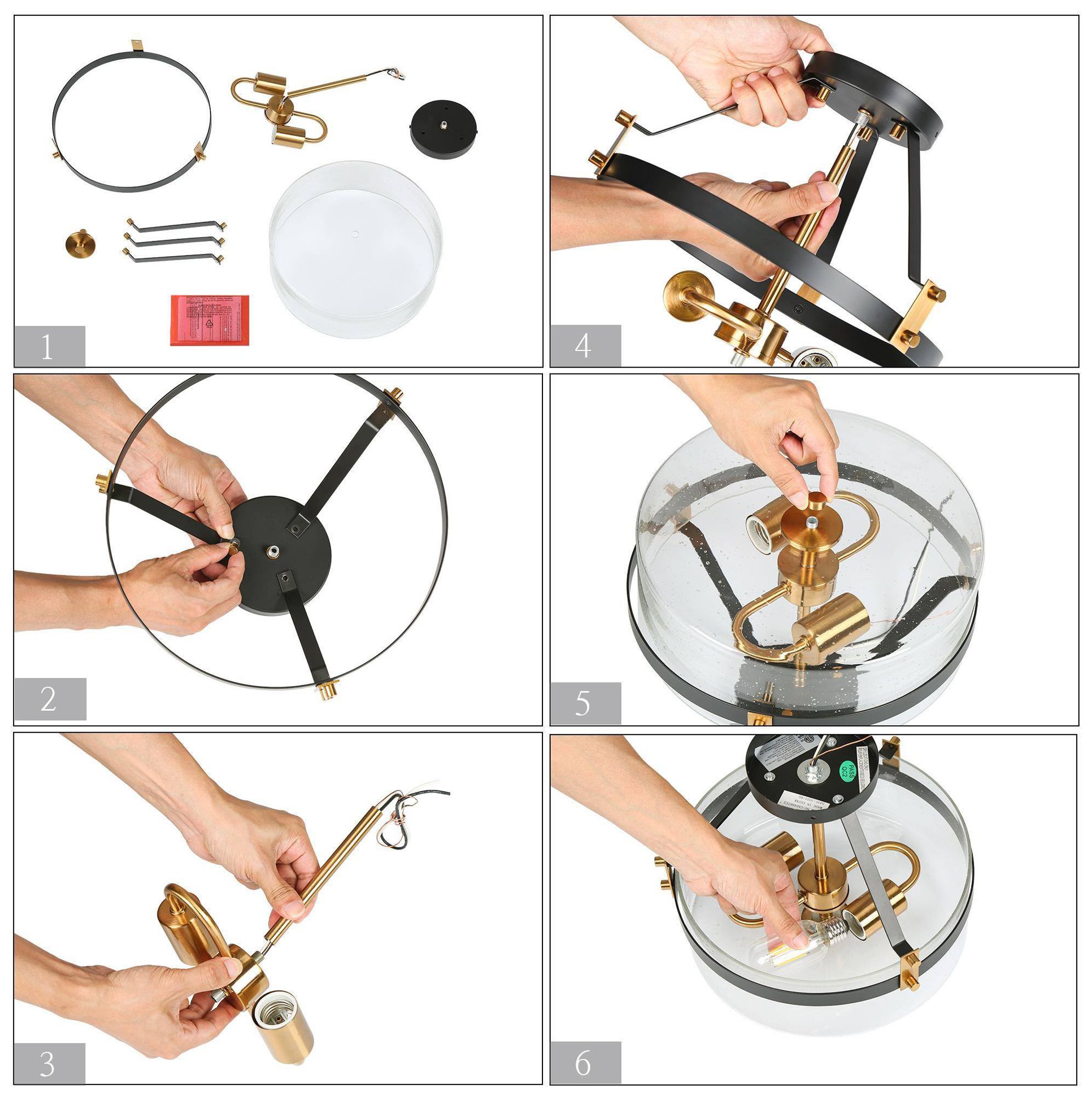 Image 5 Iianmin 12 1/2"W Matte Black And Plating Brass Ceiling Light more views