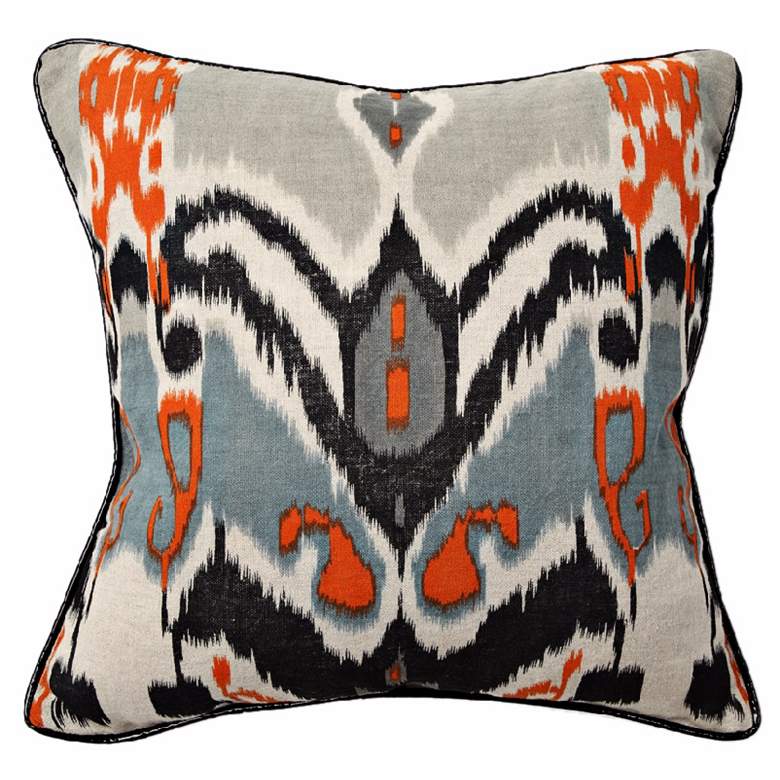 Image 1 Ikat Print Linen Throw Pillow