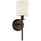 Ikra 17" High Bronze and Linen Wall Sconce