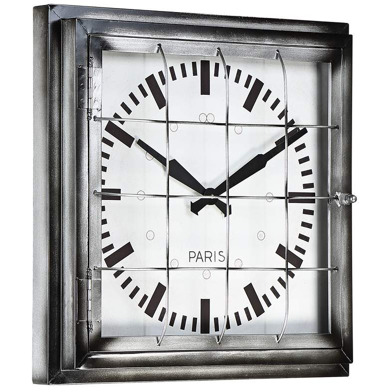 Image 4 Iles 20" Wide Square Caged Metal Wall Clock more views