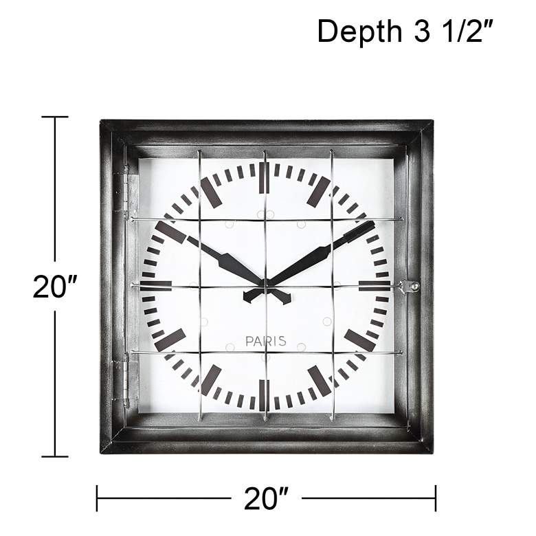 Image 5 Iles 20 inch Wide Square Caged Metal Wall Clock more views