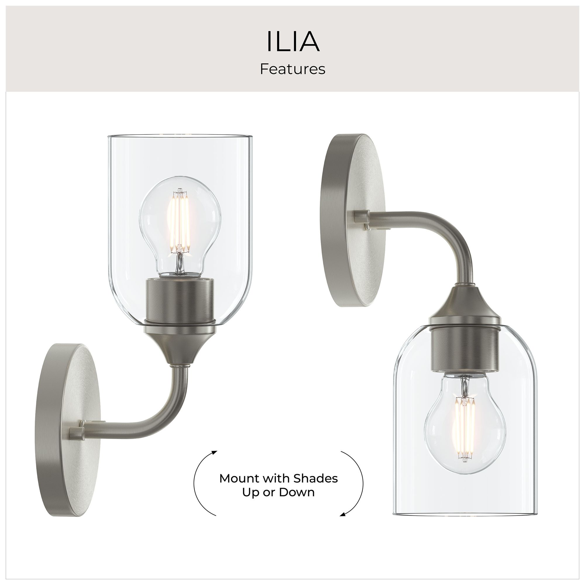 Ilia 1-Light Wall Sconce with Clear Glass Shade