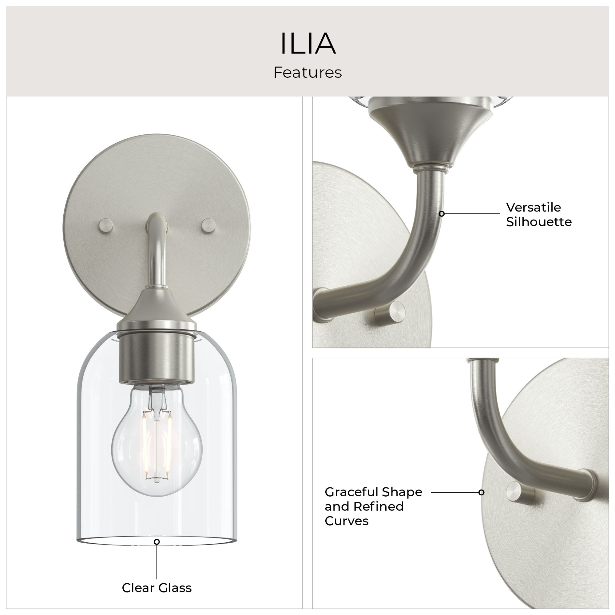 Ilia 1-Light Wall Sconce with Clear Glass Shade