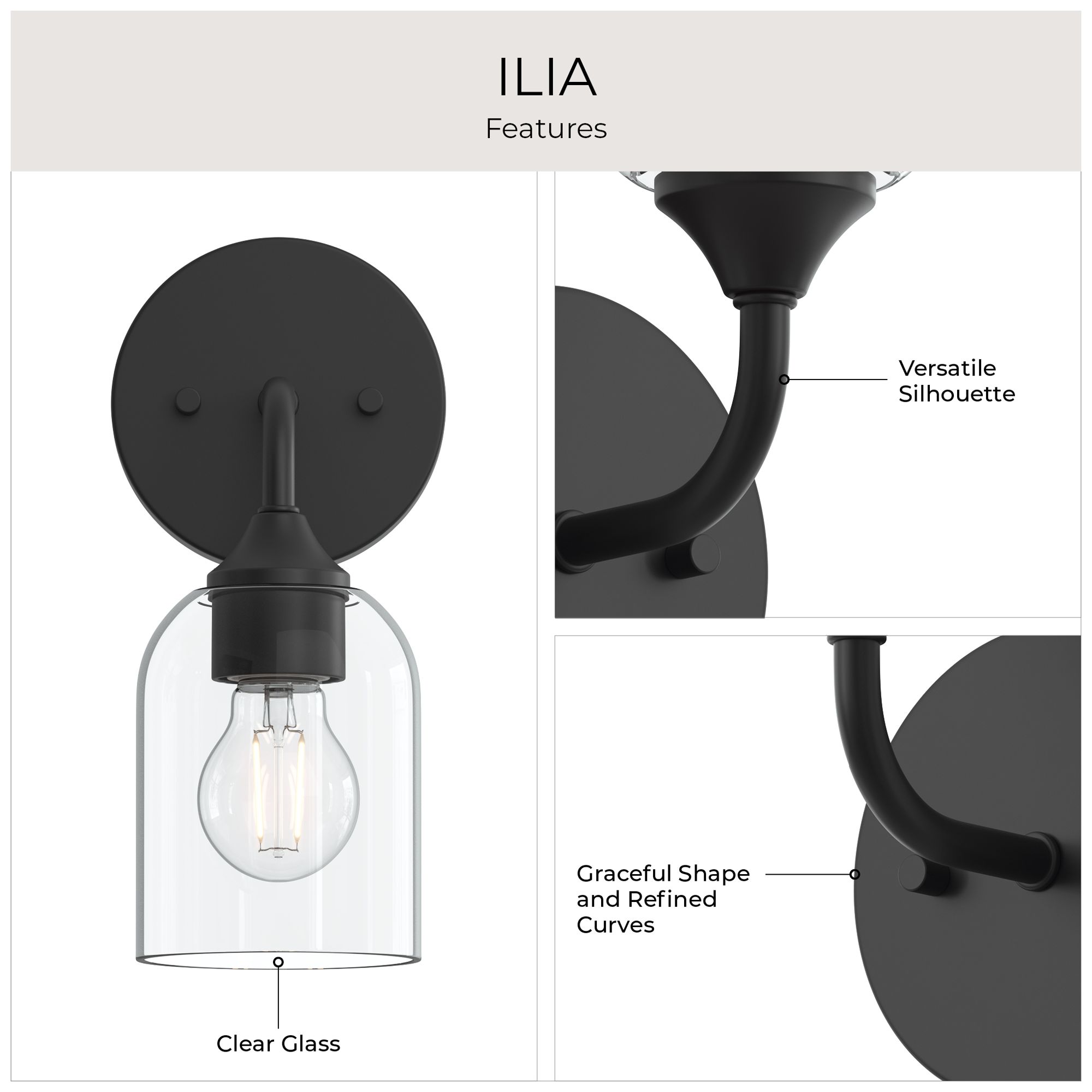 Ilia 1-Light Wall Sconce with Clear Glass Shade