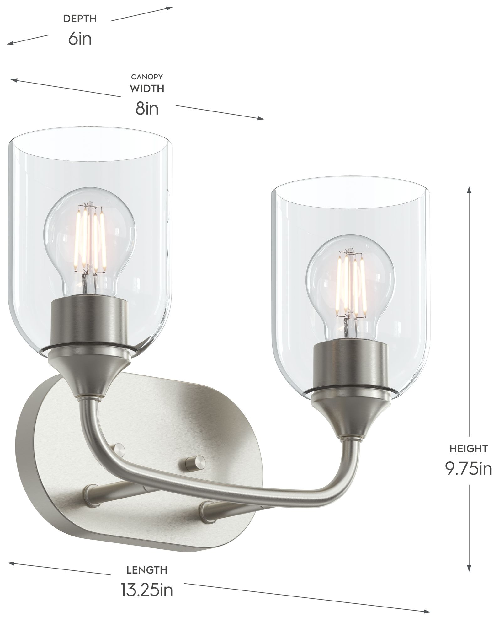 Image 6 Ilia 2-Light Bath Vanity with Clear Glass Shade more views