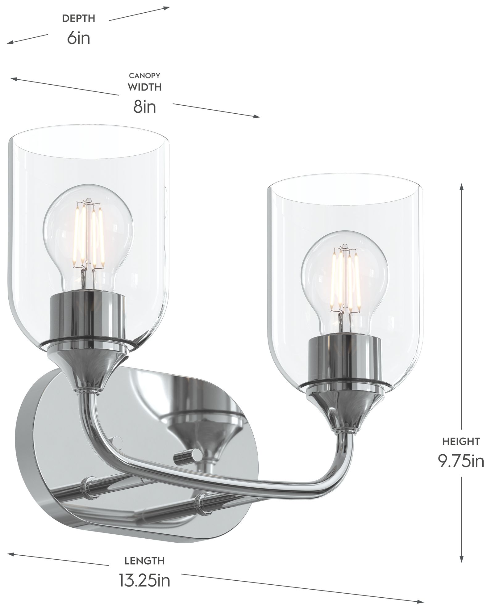Image 6 Ilia 2-Light Bath Vanity with Clear Glass Shade more views