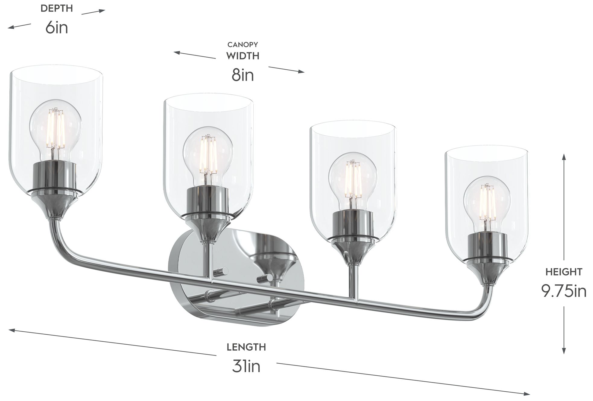 Image 6 Ilia 4-Light Bath Vanity with Clear Glass Shade more views