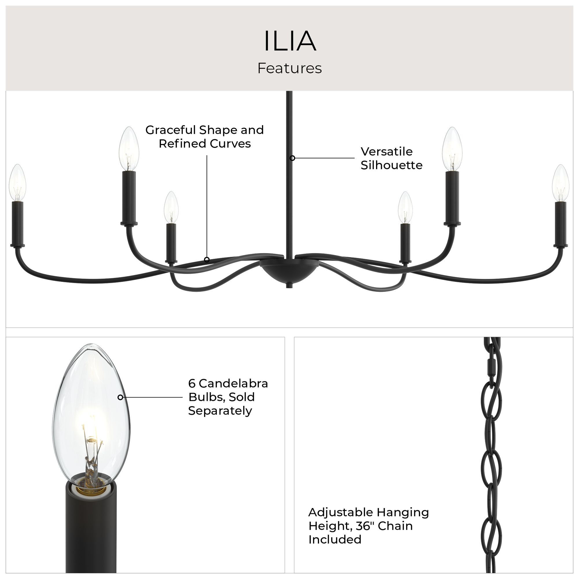 Ilia 6-Light Extra Large Chandelier