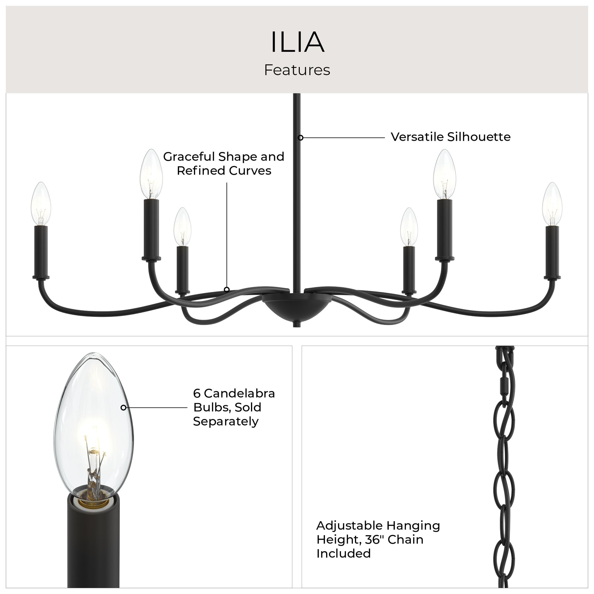 Ilia 6-Light Large Chandelier