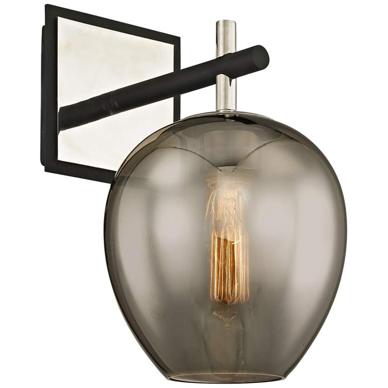 Image 1 Iliad 12 1/2"H Carbide Black and Polished Nickel Wall Sconce