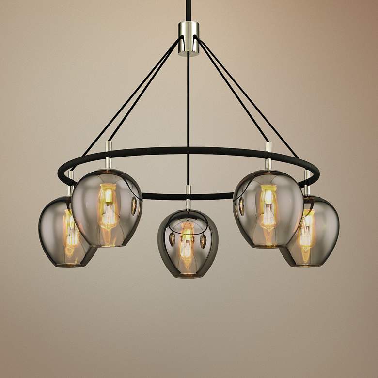 Image 1 Iliad 35 1/4" Wide Carbide Black 5-Light Pendant
