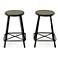 Illona 24" Black Base Elm Seat Counter Stool Set of 2