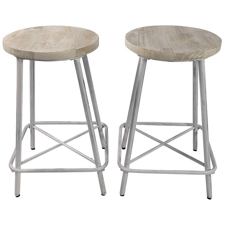 Image 1 Illona 24" Whitewash Counter Stool Set of 2