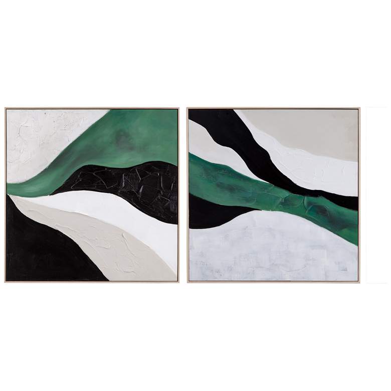 Image 1 Illuminate 2 Piece Set Green Canvas Wall Art