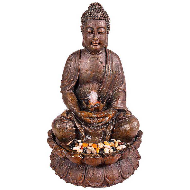 Image 3 Illuminated Buddha Bronze Outdoor Fountain with LED Light