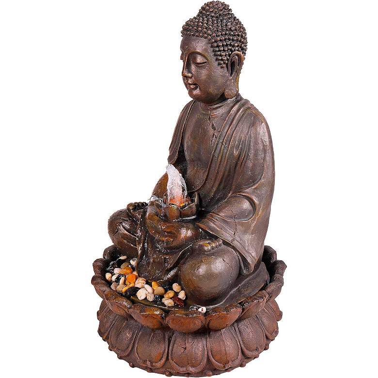 Image 6 Illuminated Buddha Bronze Outdoor Fountain with LED Light more views