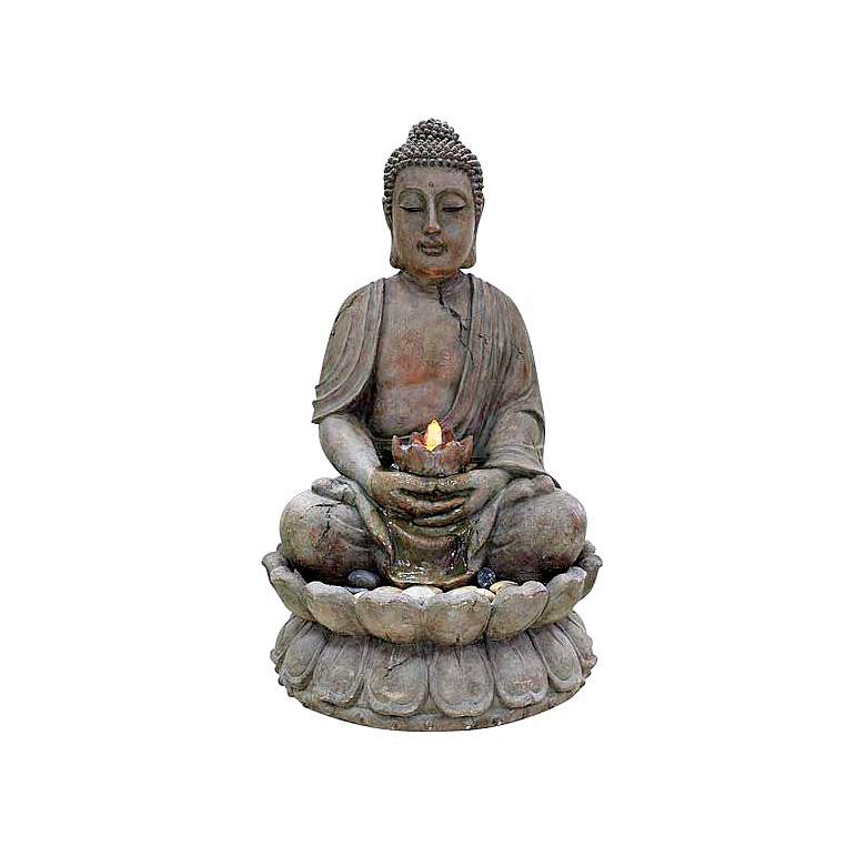 Image 2 Illuminated Buddha Outdoor Fountain with LED Light
