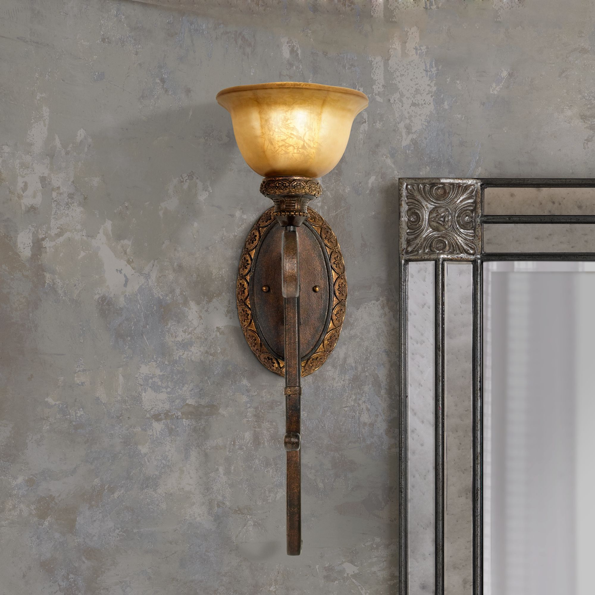 Old world store wall sconces