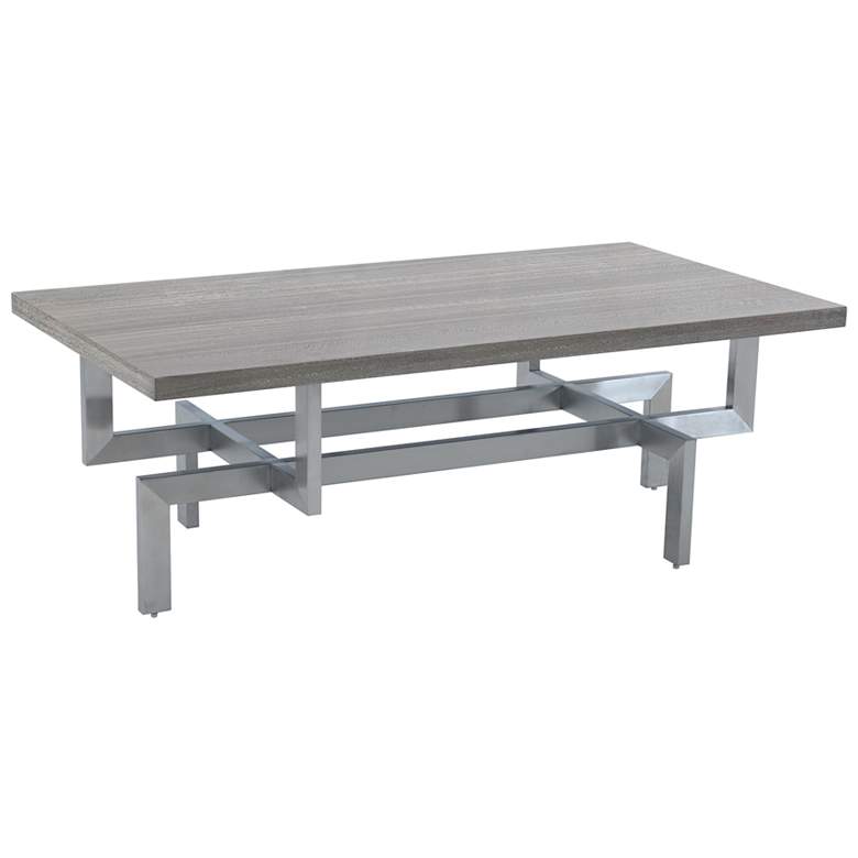 Image 1 Illusion Coffee Table in Gray Wood and Brushed Stainless Steel