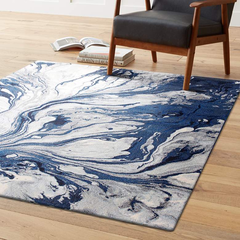 Image 2 Illusions 6201 5&#39;3 inchx7&#39;7 inch Blue Area Rug