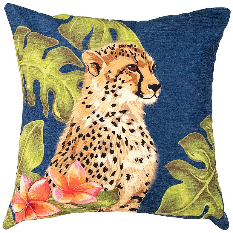 Illusions Cheetahs Green 18&quot; Square Indoor-Outdoor Pillow