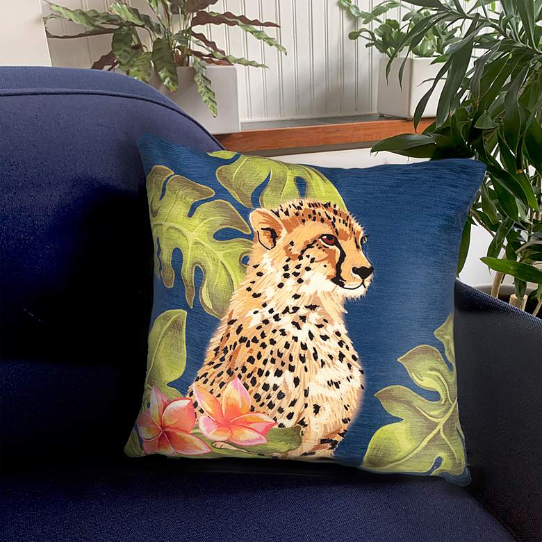 Illusions Cheetahs Green 18&quot; Square Indoor-Outdoor Pillow