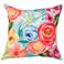 Illusions Flower Garden Blue 18" Square Outdoor Throw Pillow