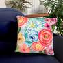 Illusions Flower Garden Blue 18" Square Outdoor Throw Pillow