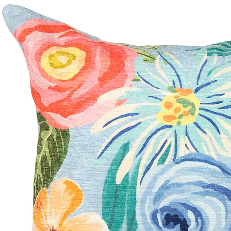 Image 3 Illusions Flower Garden Blue 18" Square Outdoor Throw Pillow more views