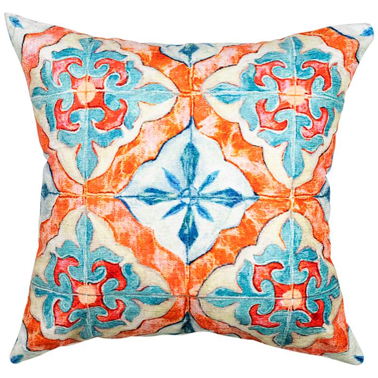 Image 1 Illusions Orange and Aqua Madrid 18" Square Throw Pillow