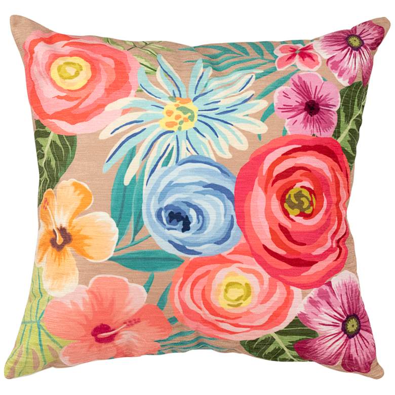 Image 1 Illusions Taupe Flower Garden 18" Square Throw Pillow