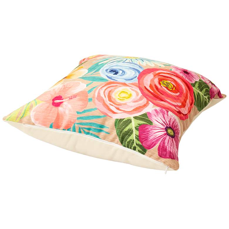 Image 3 Illusions Taupe Flower Garden 18" Square Throw Pillow more views