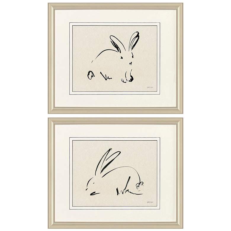 Image 1 Illustrative Bunny 22"W x 18"H Framed Wall Art Set of 2