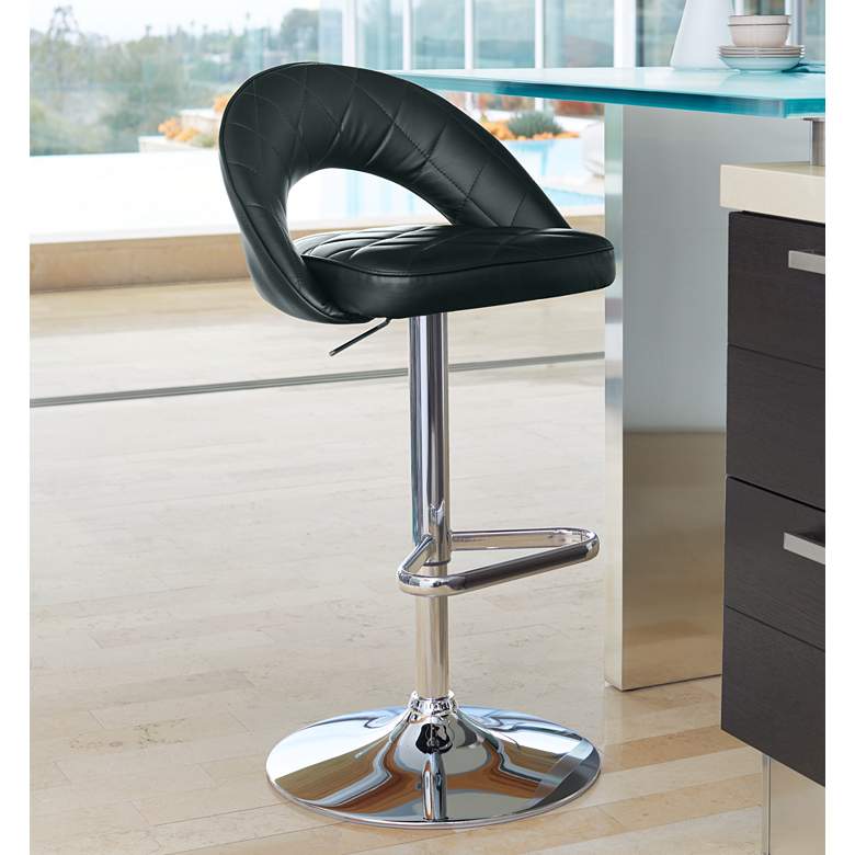 Image 1 Illy Black Faux Leather Adjustable Swivel Bar Stool