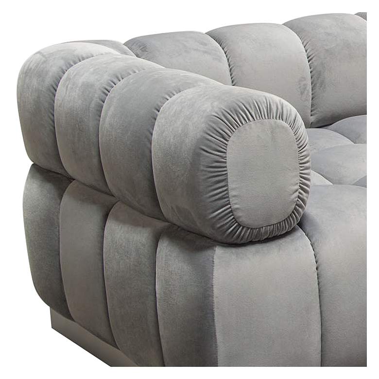 Image 2 Image 97 inch Wide Platinum Gray Velvet Tufted Low Profile Sofa more views