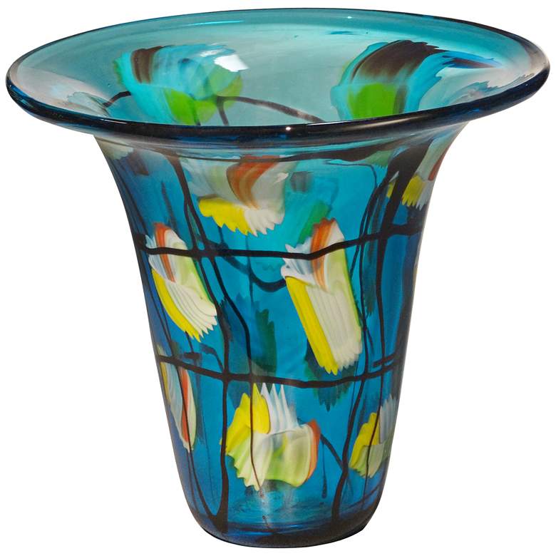 Image 1 Imagination Multi-Color Blue 9 1/2 inch High Art Glass Vase