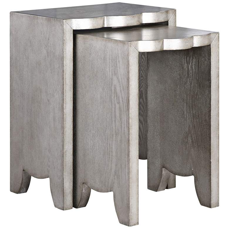 Image 3 Imala 18 inch Wide Burnished Silver Nesting Tables - 2-Piece Set