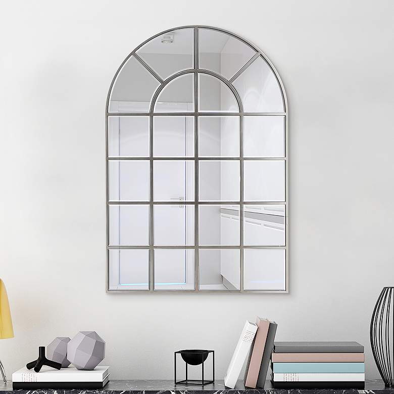 Image 1 Iman 30 inch x 44 inch Arch Window Pane Wall Mirror