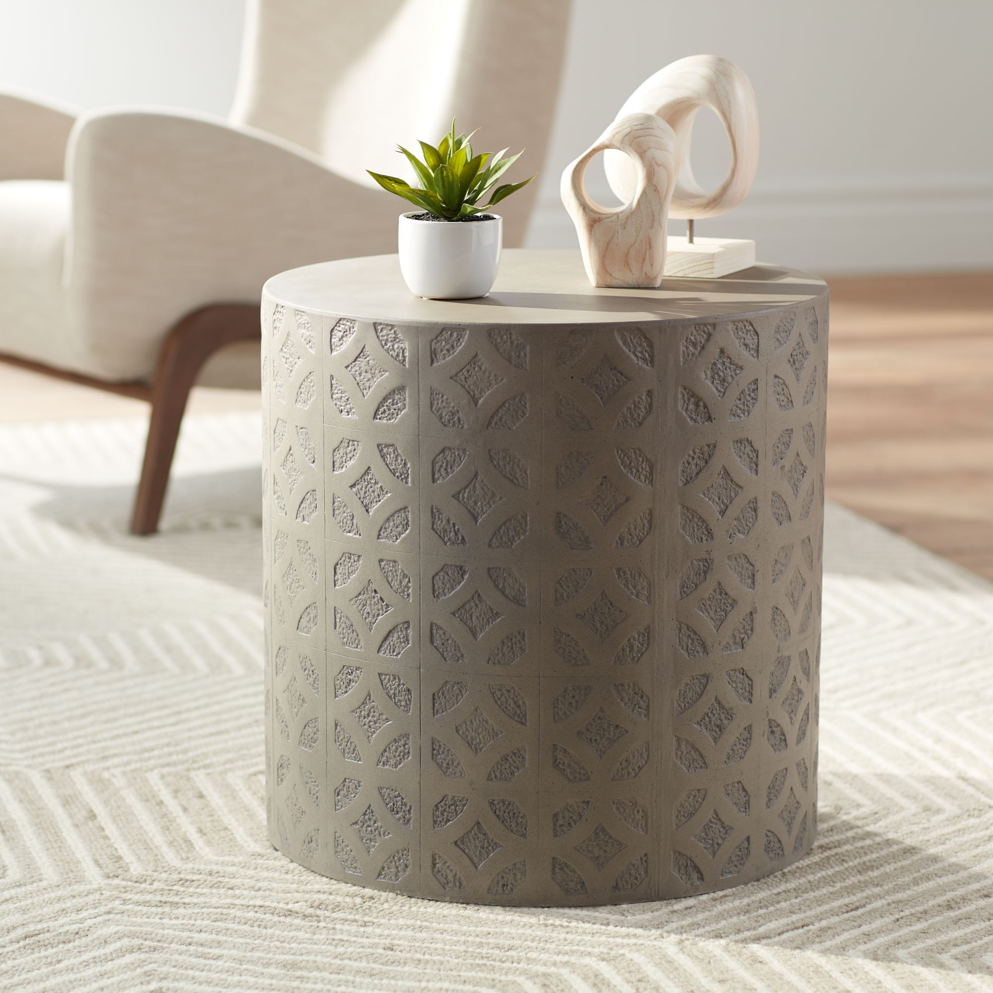 Concrete drum shop side table