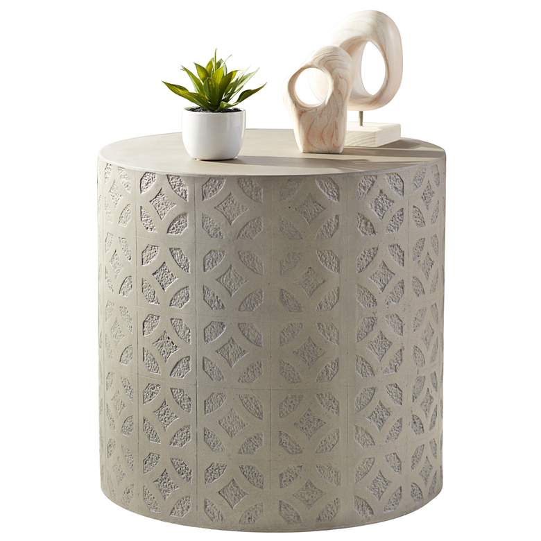 Imani Cement Drum Natural Concrete Indoor-Outdoor Modern Side Table more views