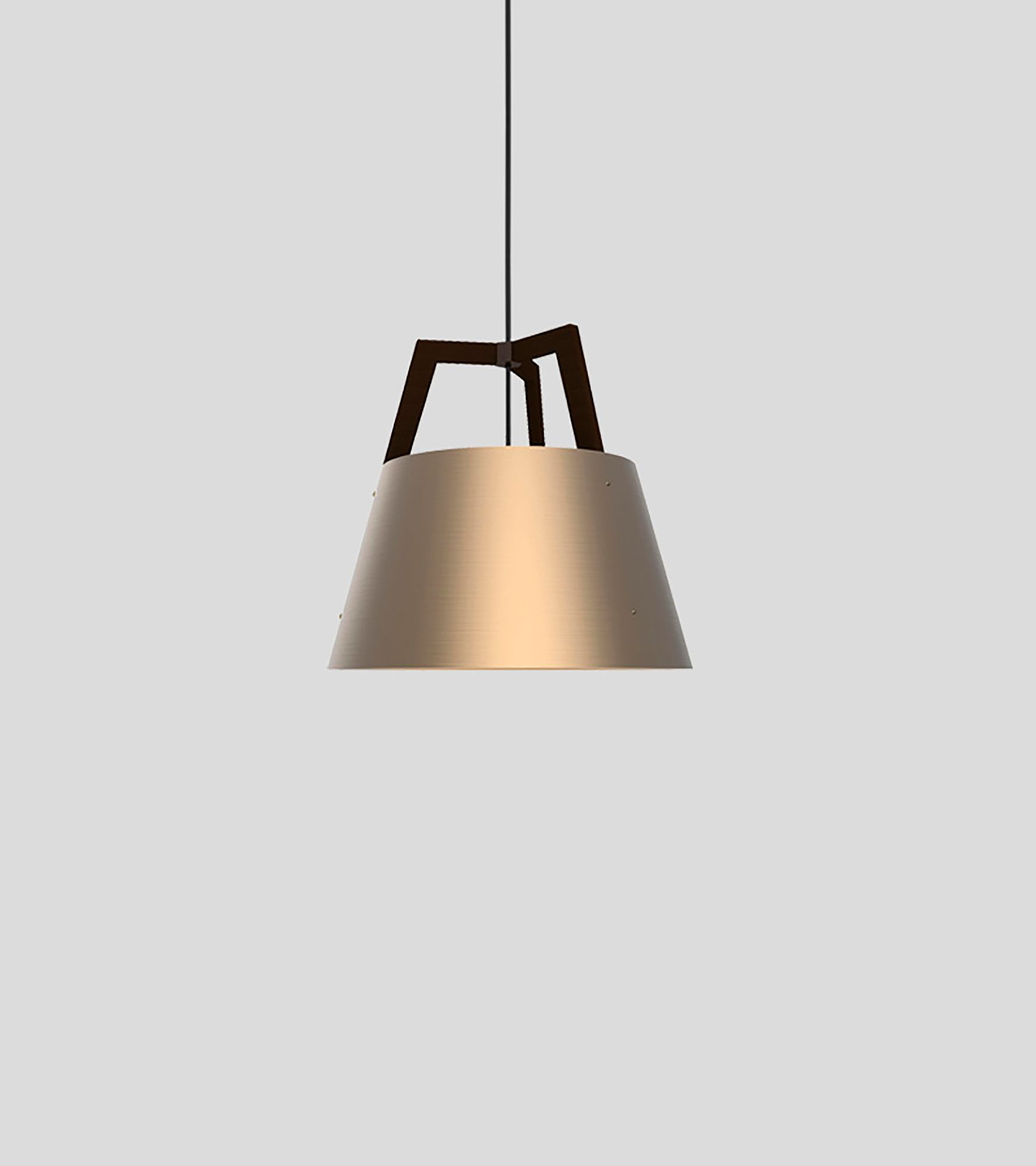 Image 2 Imber 17" Dark Stained Walnut Rigid 3500K LED Pendant w/ Rose Gold Shade more views