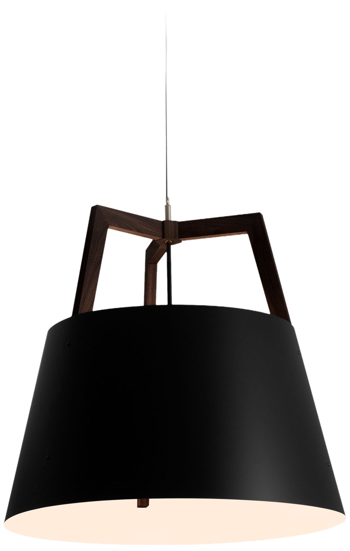 Imber 17" Dark Walnut Corded 3500K LED Pendant w/  Black & White Shade
