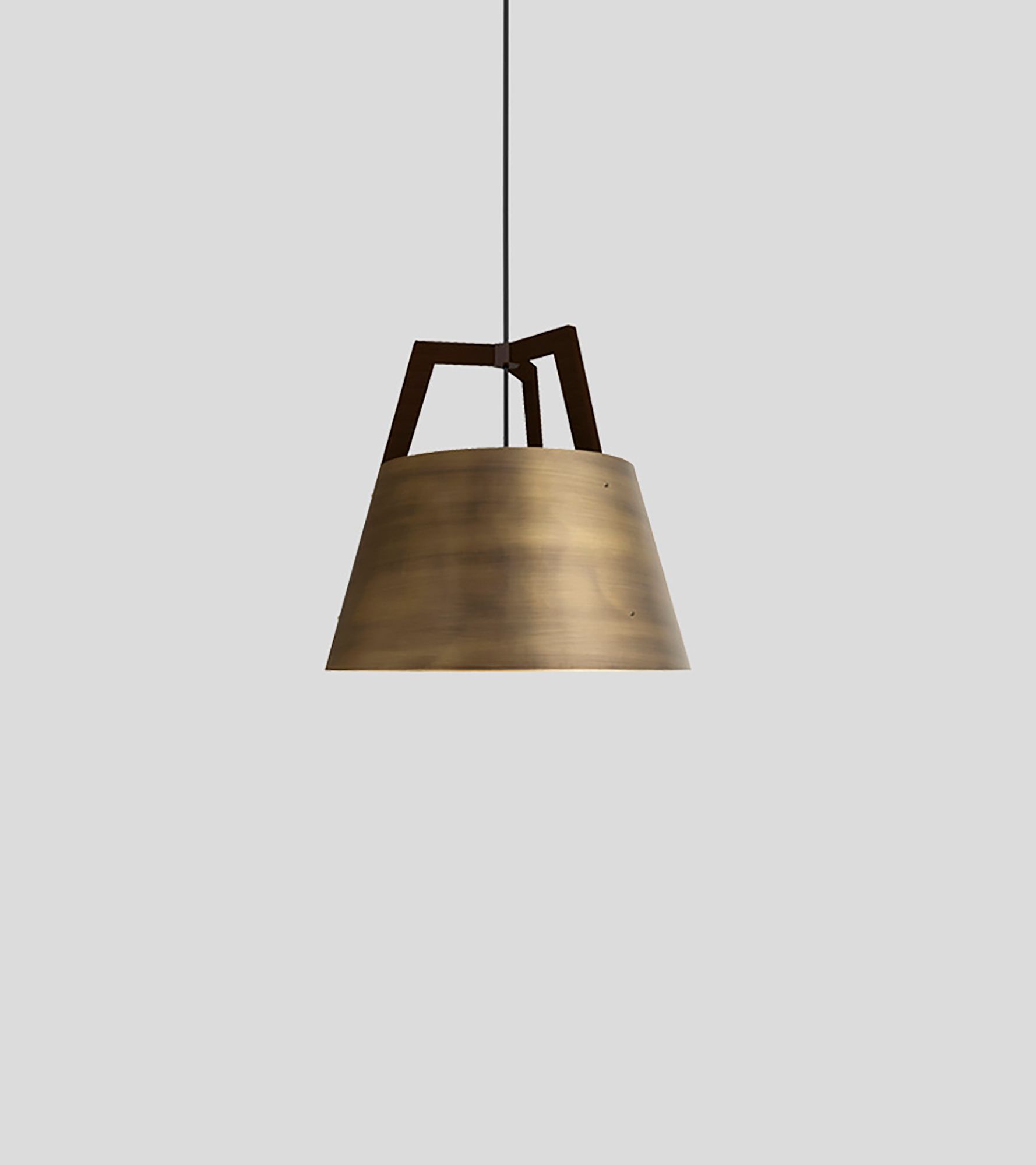 Image 2 Imber 17" Dark Walnut Corded 3500K LED Pendant w/ Distressed Brass Shade more views