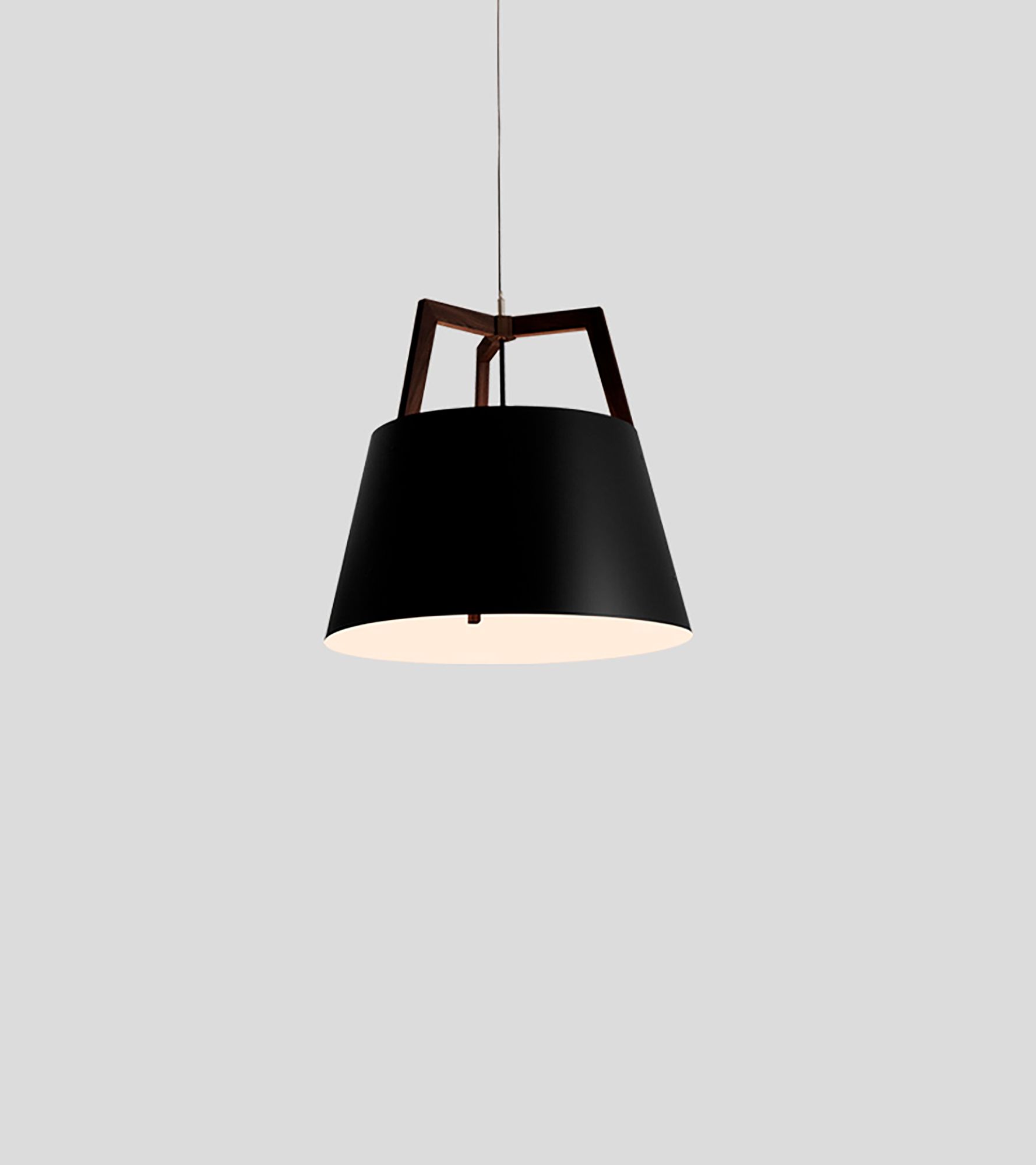 Image 2 Imber 17" Dark Walnut Rigid 2700K LED Pendant w/ Black & White Shade more views