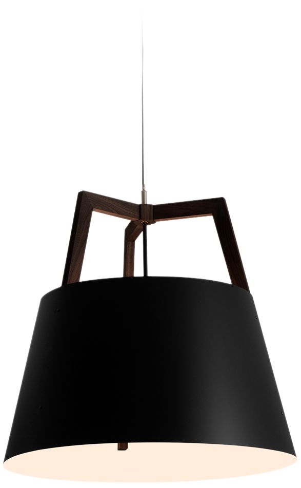Imber 17" Dark Walnut Rigid 3500K LED Pendant w/ Black & White Shade